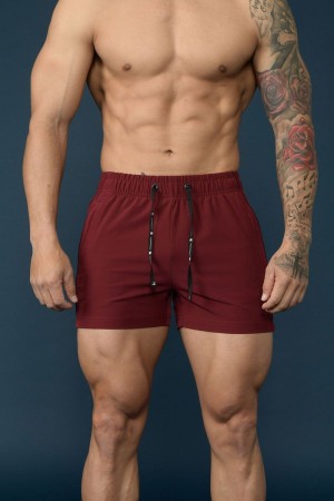 YoungLA 101 Bodybuilding Short Shorts Burgundy | ZQ9458-032