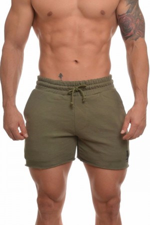 YoungLA 102 Bodybuilding French Terry Shorts Olive | RQ1968-025