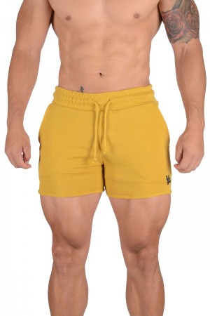 YoungLA 102 Bodybuilding French Terry Shorts Yellow | NP7263-154