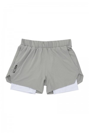 YoungLA 105 Compression Shorts 2.0 Light Grey / White | YL7940-823