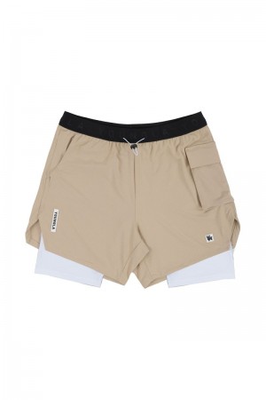 YoungLA 121 Performance Line Compression Shorts Beige | YN6015-349