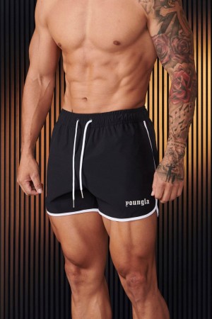 YoungLA 125 , Olympic Shorts Black | VK6759-812