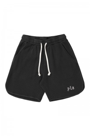 YoungLA 127 Summer Waffle Shorts Black | JS2057-486