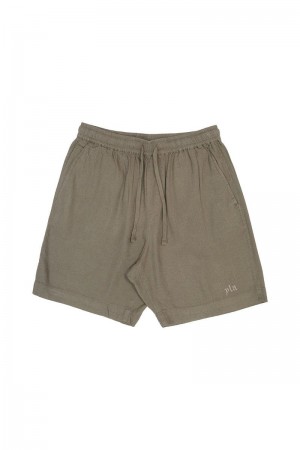 YoungLA 147 , Simply Linen Shorts Olive Green | EU0918-326