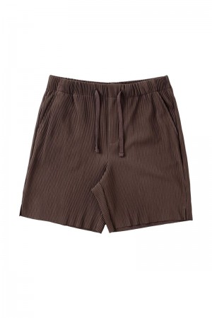 YoungLA 148 Pleated Festival Shorts Chocolate | XZ7942-150