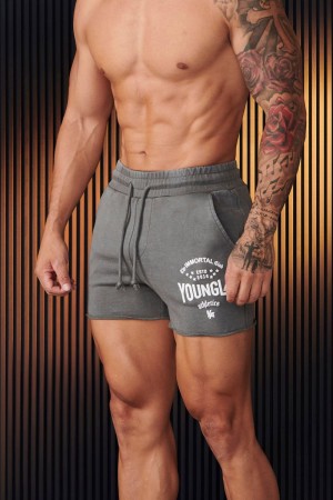 YoungLA 152 , Immortal Shorts Grey Wash | QR7430-689