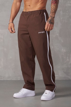 YoungLA 246 , Side Zipper Joggers Brown | QI7423-916