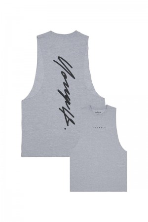 YoungLA 323 Autograph Delt Tanks Heather Grey | XP9063-872