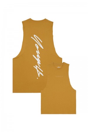 YoungLA 323 Autograph Delt Tanks Mustard Yellow | VT3684-279