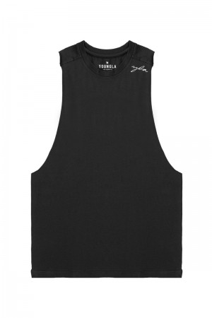 YoungLA 338 Offset Delt Tanks Black | PF0634-192