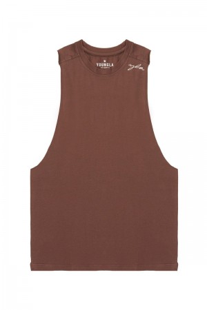 YoungLA 338 Offset Delt Tanks Brown | IB6781-395