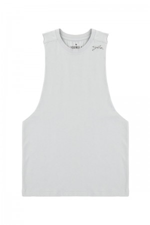 YoungLA 338 Offset Delt Tanks Light Grey | RW5034-618