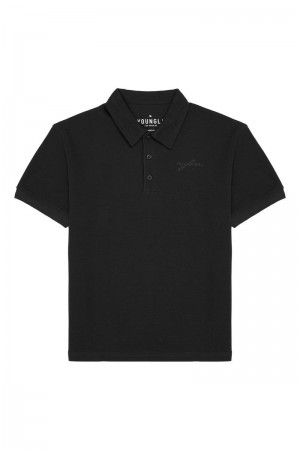 YoungLA 412 Jacked Polo Shirt Black | MP6498-021