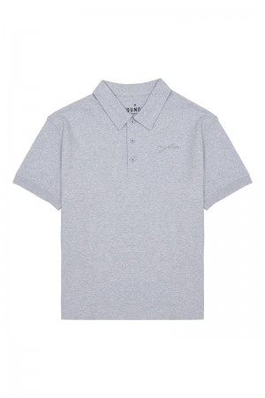 YoungLA 412 Jacked Polo Shirt Heather Grey | UQ9071-623