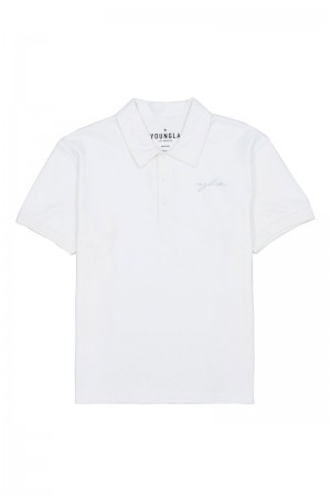 YoungLA 412 Jacked Polo Shirt White | OU0594-861