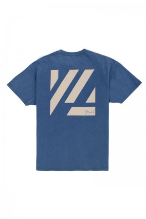 YoungLA 413 Oversized Bloc Shirts Steel Blue Washed | JW0467-813