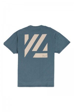 YoungLA 413 Oversized Bloc Shirts Teal Washed | FV4120-769