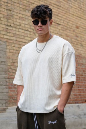 YoungLA 421 Corduroy Supersized Shirt Off-White | IN4906-135