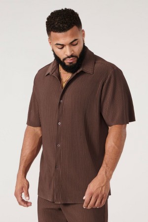 YoungLA 448 Pleated Festival Shirts Chocolate | GB2659-840