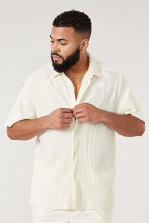 YoungLA 448 Pleated Festival Shirts Cream | JK7815-943