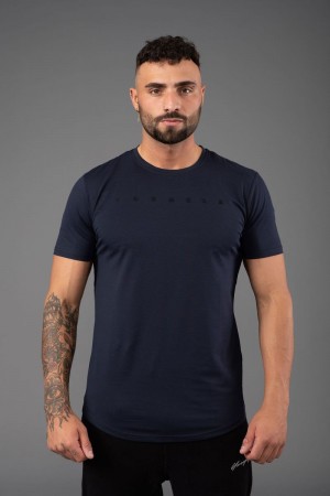 YoungLA 459 Monochrome Fitted Shirt Navy | SE9785-601