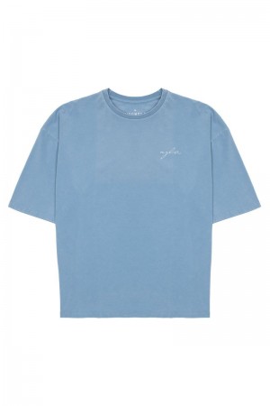 YoungLA 464 Skyline Super Sized Shirt Sky Blue Wash | CZ8479-301