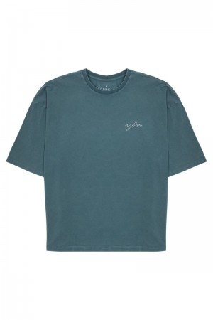 YoungLA 464 Skyline Super Sized Shirt Teal Wash | GW6791-824