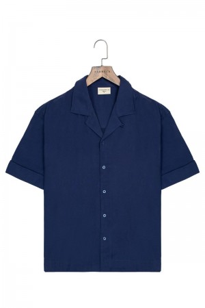 YoungLA 468 Clase Shirts Navy | OE5876-943