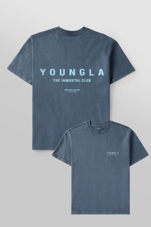 YoungLA 473 , Immortal Club Shirt Slate Wash | IU6174-908