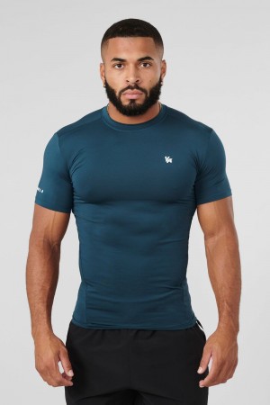 YoungLA 476 , Stealth Compression Shirt Teal | UM2139-854