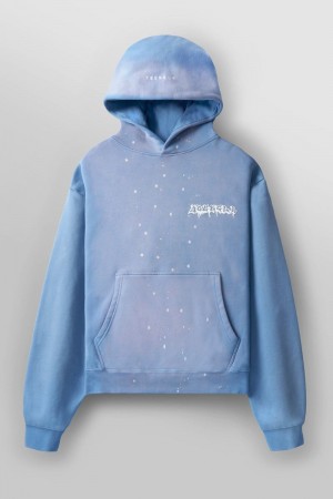 YoungLA 5081 , Graffiti hoodies Blue Wash | ER5089-376