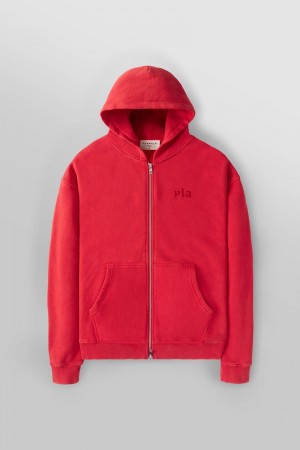 YoungLA 514 , Monarch Zip-up Hoodie 2.0 Red Wash | UH1278-405