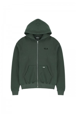 YoungLA 515 Monarch Zip-up Hoodie Forest Green Wash | IA6845-927