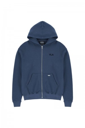 YoungLA 515 Monarch Zip-up Hoodie Navy Wash | BF6983-107