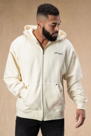 YoungLA 546 Rivet Zipup Hoodies Off-White | NE6402-358