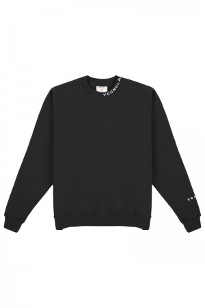 YoungLA 557 Trademark Crewnecks Black | NC8654-793