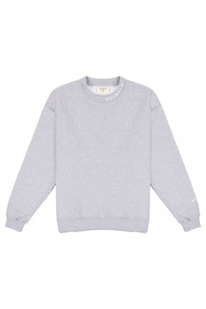 YoungLA 557 Trademark Crewnecks Heather Grey | UA0251-768