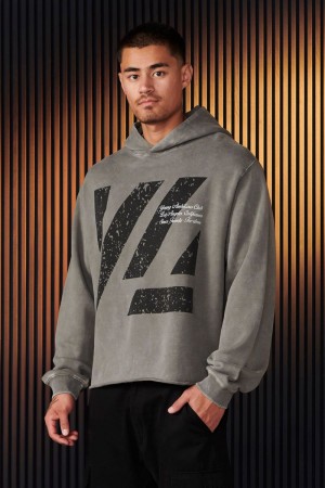 YoungLA 568 , Icon Washed Hoodies Grey Wash | KI6845-927