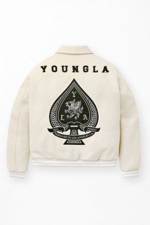 YoungLA 569 , Ace of Spade Letterman Bone | XW0791-286