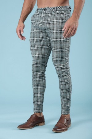 YoungLA 614 Dapper Dress Pants Grey Plaid | GY8317-409