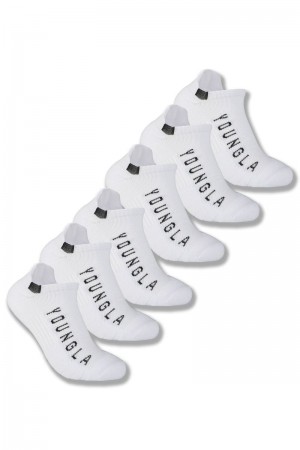 YoungLA 710 Performance Ankle Socks 3-Pack White | XN2986-537