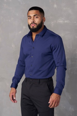 YoungLA 803 , Formal Dress Shirts Navy | QN2038-146