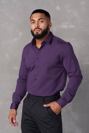 YoungLA 803 , Formal Dress Shirts Purple | IU0781-594