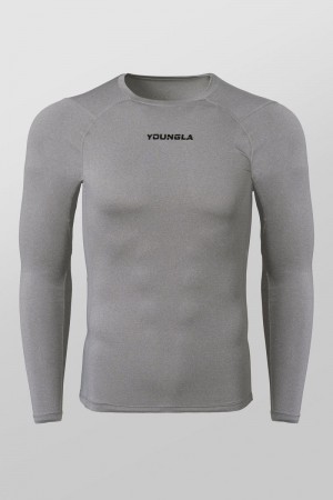 YoungLA 830 , FlexFit Compression Longsleeves Heather Grey | WA6142-759