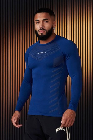 YoungLA 833 , Superhero Compression Longsleeves Dark Blue | UR1085-374