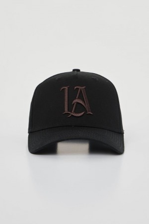 YoungLA 920 A-Frame LA SNAPBACK HAT 2.0 Black Brown LA | KM0129-378