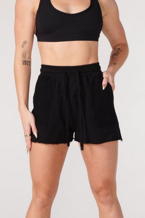 YoungLA W114 Reversed Terry Shorts Black | DG1295-473