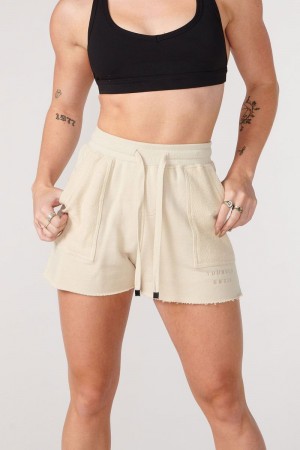 YoungLA W114 Reversed Terry Shorts Bone | BS2314-056