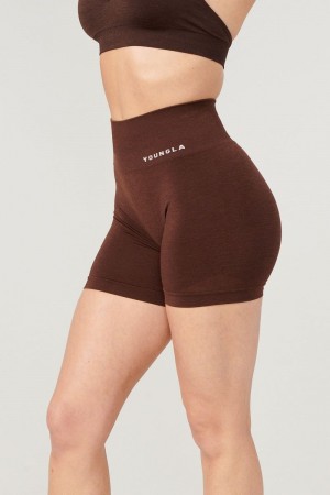 YoungLA W120 , Core seamless scrunch shorts Fall 23 Tweed Brown | EH8240-315