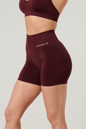 YoungLA W120 , Core seamless scrunch shorts Fall 23 Burgundy Silk | TV1028-379